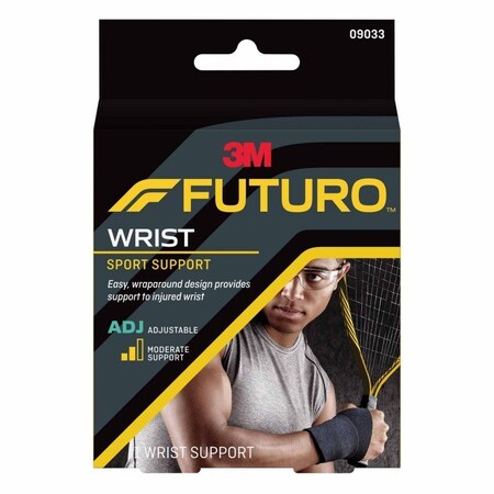 Futuro Wrist Support Wraparound Neoprene, Nylon, Polyester Left or Right Hand Black One Size Fits Most, 12PK 09033ENR